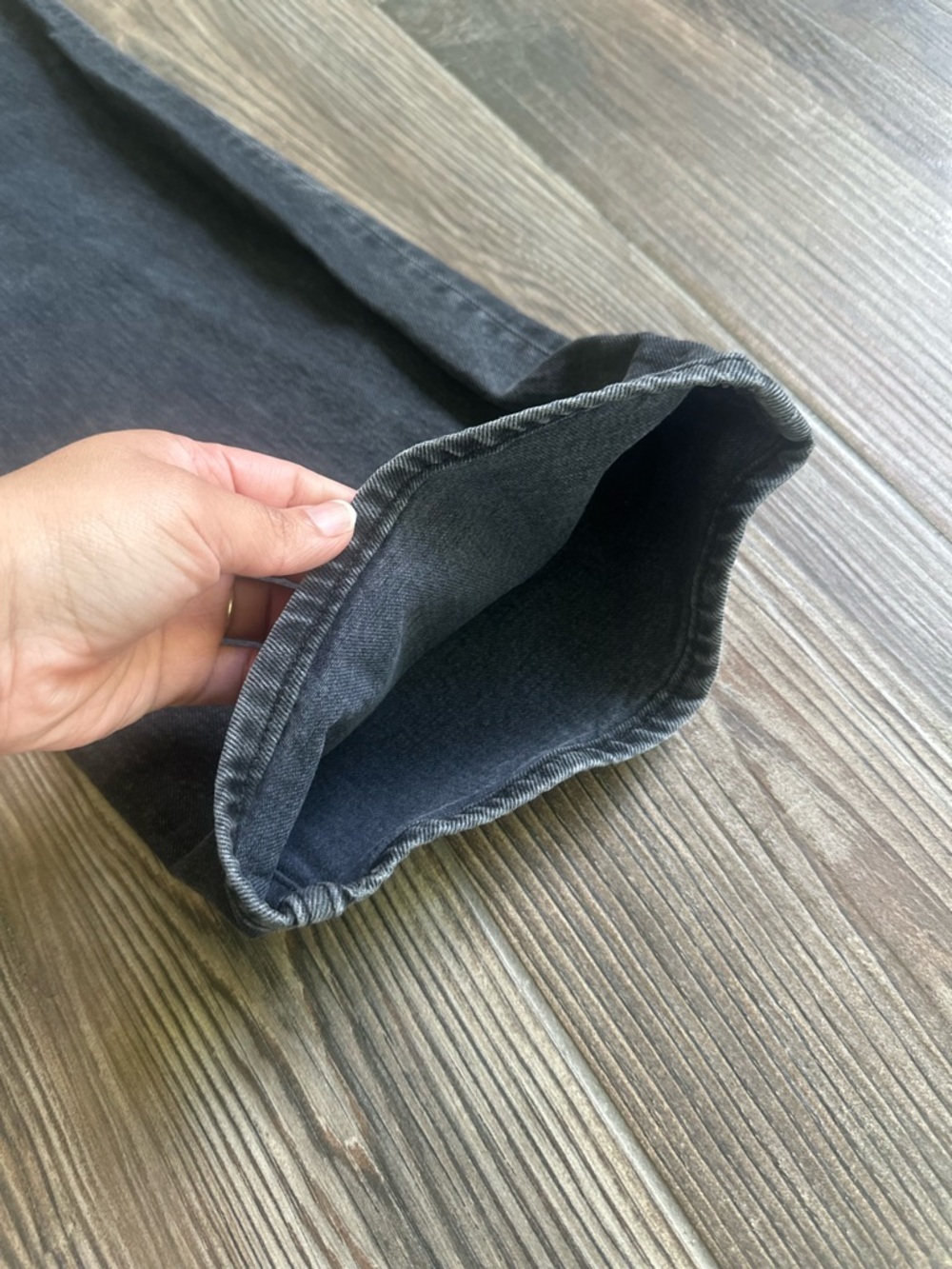 Women's High-Rise Wide Straight Leg Jeans in Washed Gray Black - Picture 12 of 12
